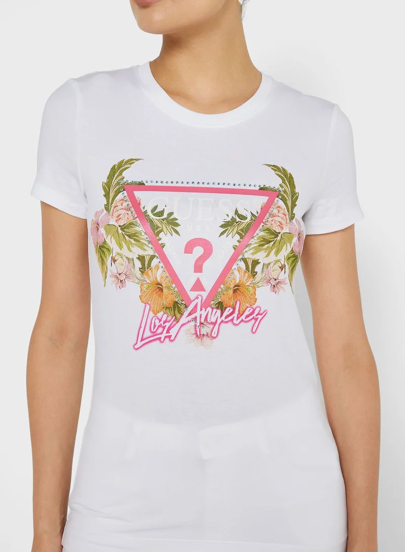 GUESS Round Neck Printed T-Shirt