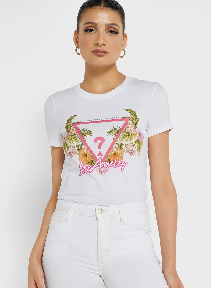 GUESS Round Neck Printed T-Shirt