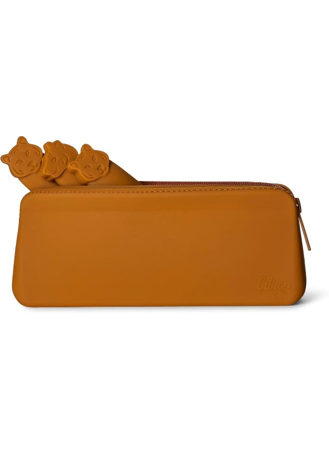 Citron Silicone Cutlery Set With Pouch Caramel Eco-Friendly Utensils For On-The-Go Dining - Image 2