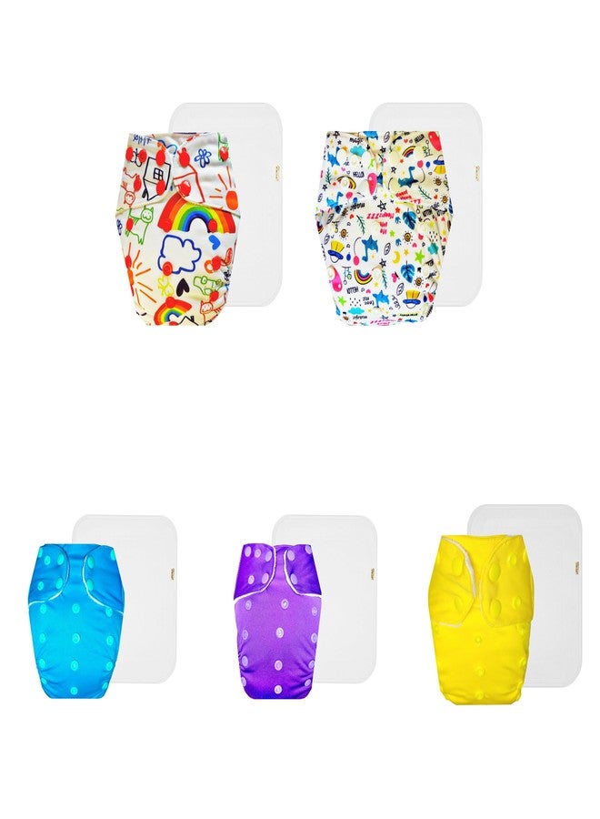 حفاضات دمبلدو القماشية الممتازة مع حشوة قطنية (عبوة من 5) | ملائمة تمامًا | مانعة للتسرب | سريعة الجفاف | ضرورية للاستخدام اليومي | من 3 أشهر إلى 3 سنوات | مناسبة للجنسين - Image 1