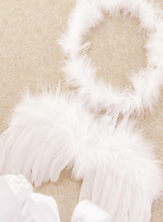 Nishine Baby Tulle Tutu Skirt Dress with Angel Wing Halo Outfit Sets Tutus Cosplay Photo Props (White) - Image 3