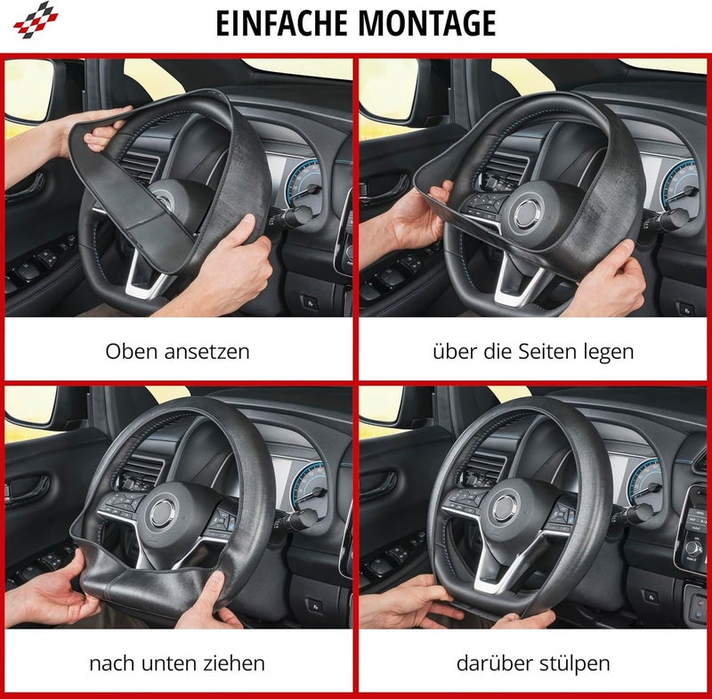 Walser Steering Wheel Cover Soft Grip Hollow Black/Grey, Car Steering Wheel Cover, Steering Wheel Protector, Steering Wheel Accessories with Non-Slip Coating, Universal Size - Image 4