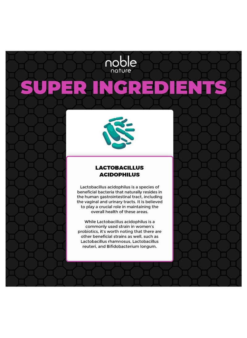 noble nature - Probiotics for Women - PH Balance, Digestive, UT, & Feminine Health - 50 Billion CFU - 6 Unique Strains for Women - Organic Prebiotics, Cranberry Extract - 60 Delayed Release Veg Capsules - Image 1