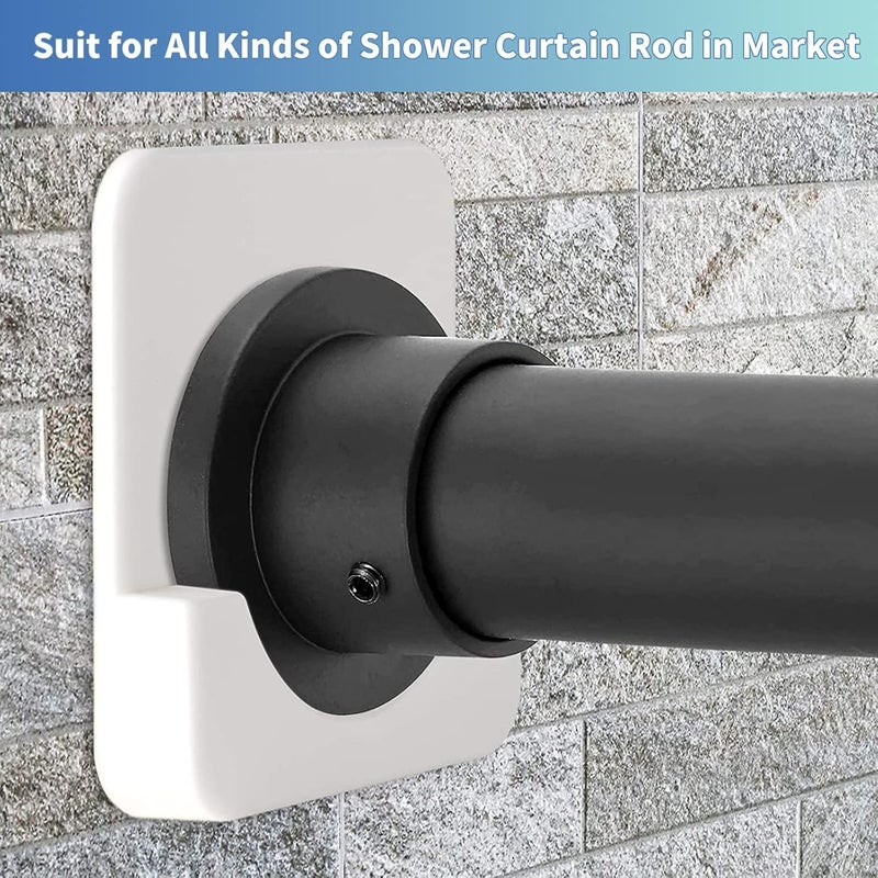 ZOMAO Adhesive Shower Curtain Rod Tension HolderShower Curtain Rod HolderShower Rod Mount Retainer No Drilling Stick On 2 PackShower Curtain Rod Not Included - Image 3