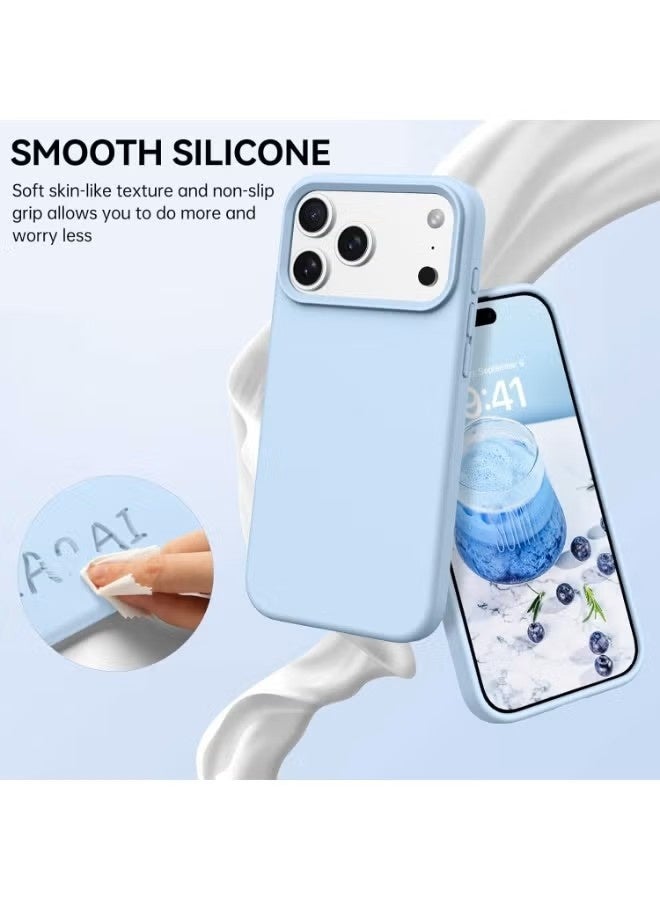 general Premium Silicone Case with Microfiber Lining for iPhone 17 Pro (6.3") – Sky Blue - Image 4