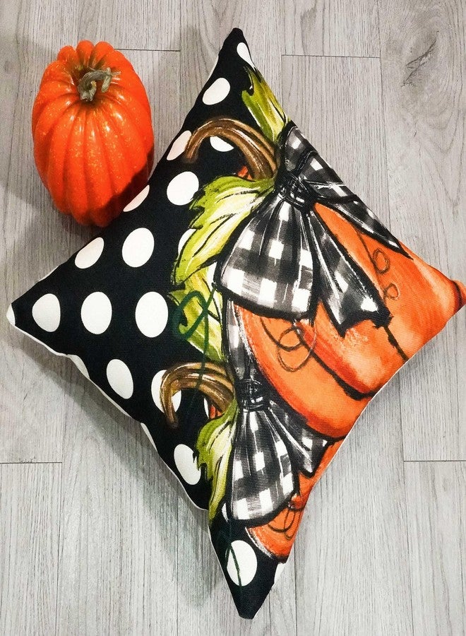 TAJWE Fall Pumpkin Pillow Covers 18x18 Set of 2 Autumn Thanksgiving Farmhouse Dots Outdoor Decorative Cushion Cases for Sofa Couch Home Decorations Black - Image 5