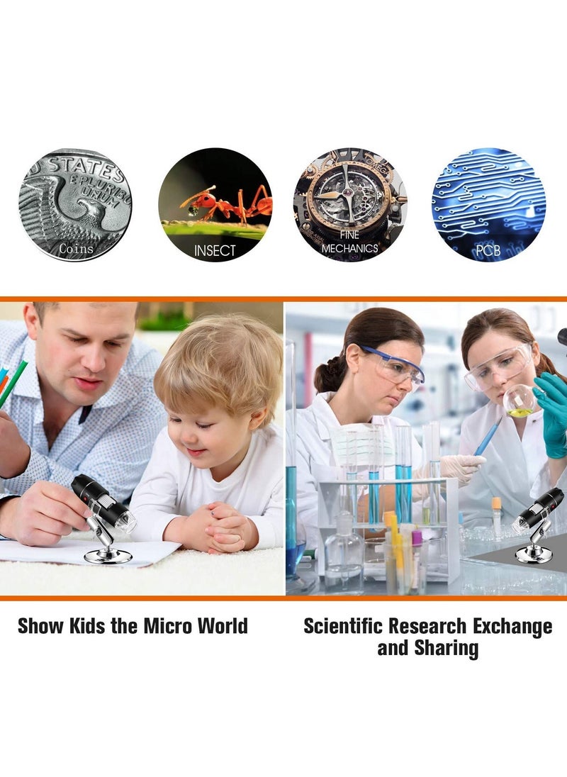 Gerenic - 3 in 1 USB Digital Microscope,（Micro + USB + Type-C） 50x to 1600x Microscope Magnifier, Mini Pocket Handheld Microscope Camera with Light, Compatible with Windows 7/8 / 10 and Mac Android - Image 1