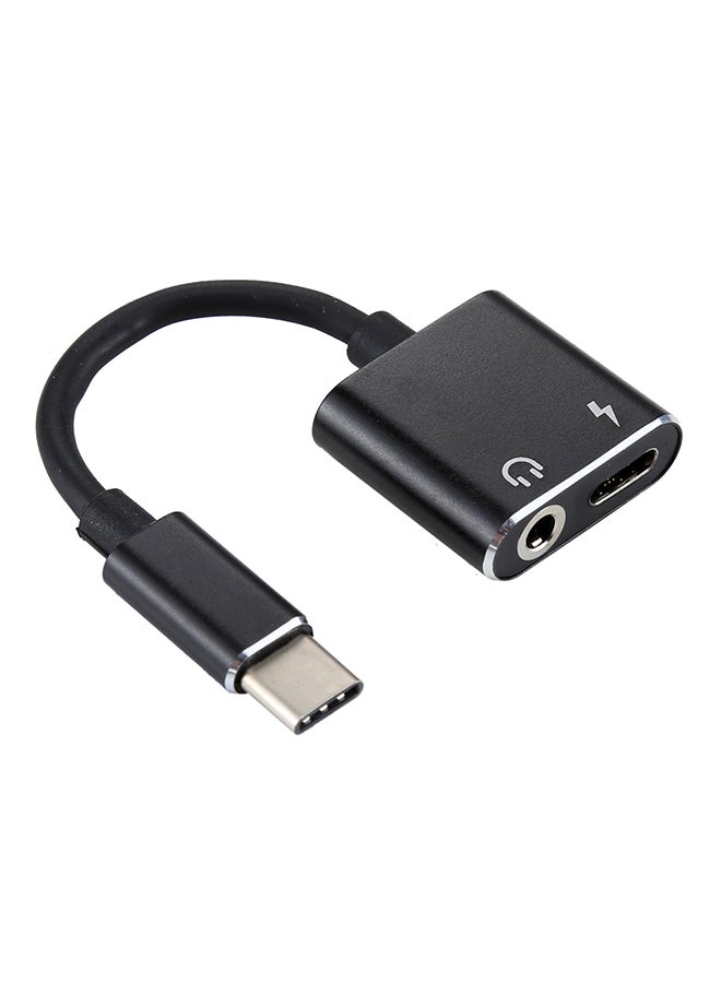 Loquat 2-In-1 3.5mm To Type-C Audio And Charging Adapter Black - Image 1