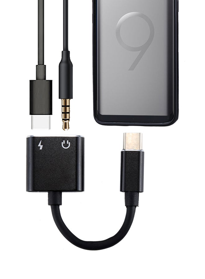 Loquat 2-In-1 3.5mm To Type-C Audio And Charging Adapter Black - Image 3