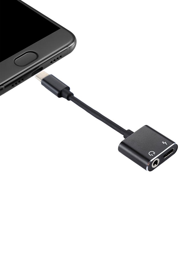 Loquat 2-In-1 3.5mm To Type-C Audio And Charging Adapter Black - Image 2