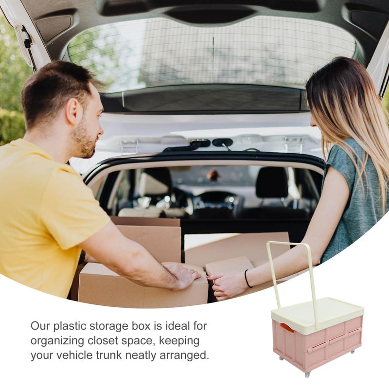 Cabilock 30L Collapsible Storage Bins with Lids: Storage Tote With Wheels Folding Plastic Stackable Utility Crates Plastic Tote Storage Box Container Stackable Folding Utility Crates for Clothes,Books - Image 5