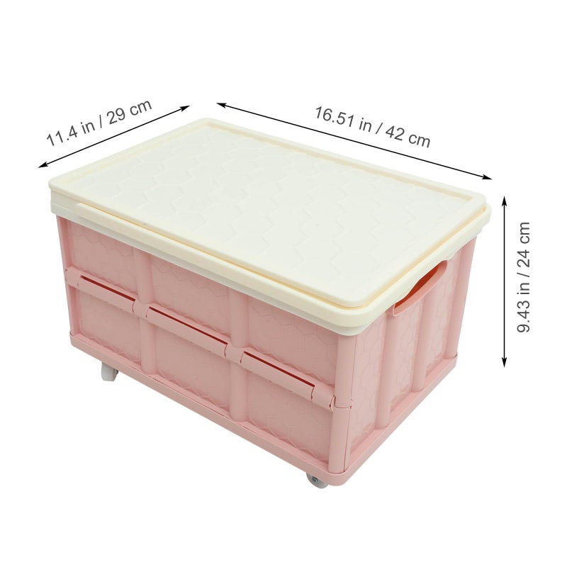 Cabilock 30L Collapsible Storage Bins with Lids: Storage Tote With Wheels Folding Plastic Stackable Utility Crates Plastic Tote Storage Box Container Stackable Folding Utility Crates for Clothes,Books - Image 2