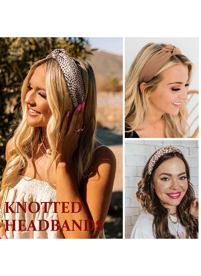 DRESHOW Knotted Headbands, Women Non Slip Fashion Headbands 4 Pcs, Printed And Solid Boho Wide Top Knot Hair Hoops For Women Girls Hairbands Hair Accessories Polyester, Appropriate Size, Occasions  - Image 2