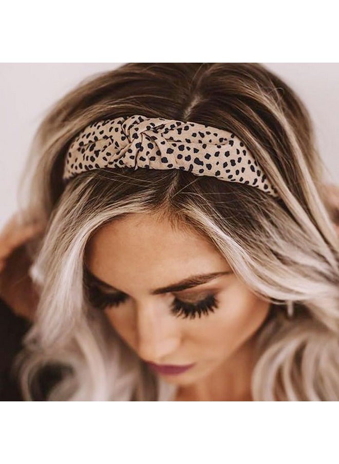 DRESHOW Knotted Headbands, Women Non Slip Fashion Headbands 4 Pcs, Printed And Solid Boho Wide Top Knot Hair Hoops For Women Girls Hairbands Hair Accessories Polyester, Appropriate Size, Occasions  - Image 4