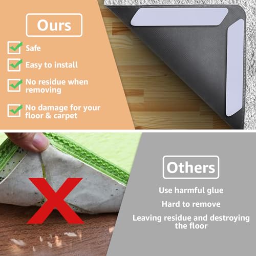 ZONGOOL 16 PCS Rug Tape, Reusable Washable Grippers for Rugs, Double Sided Non-Slip Rug Pads for Hardwood Floors, Rug Stoppers to Prevent Sliding, White - Image 4