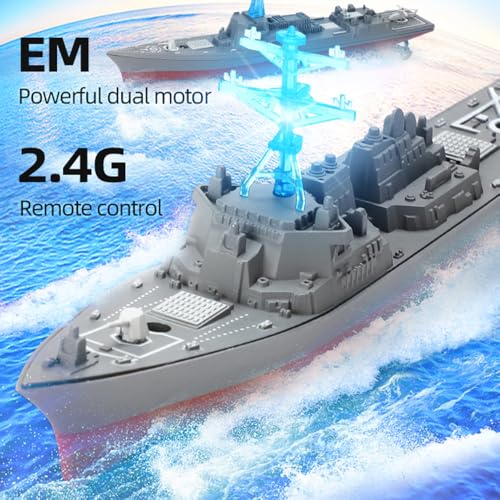 Dodoore Remote Control Warship RC Military Battleship 24GHz Remote Control Boat for Lakes and Rivers RC Armed Type 055 Destroyer Model with Low Battery Reminder for Adults HC803 - Image 5