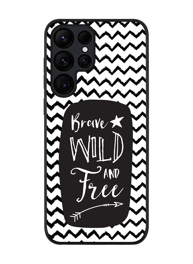 Stylizedd Rugged Black edge case for Samsung Galaxy S24 Ultra, Slim fit Soft Case Flexible Anti Drop TPU Gel Thin Cover- Brave, Wild And Free - Image 1