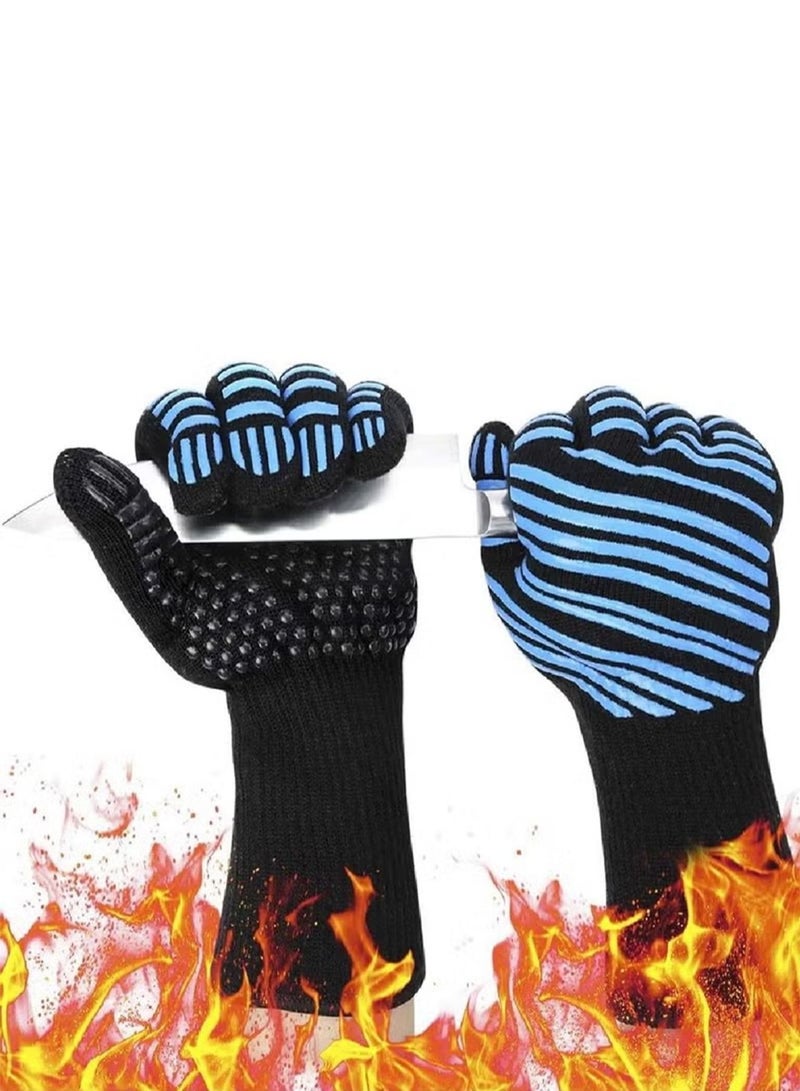 1 Pair BBQ Grilling Gloves Oven Gloves 932°F Extreme Heat Resistant Grill Gloves Food Grade Kitchen Oven Mitts Non-Slip Cooking Hot Gloves for Barbecue, Cooking, Cutting, Baking, Welding  - Image 1