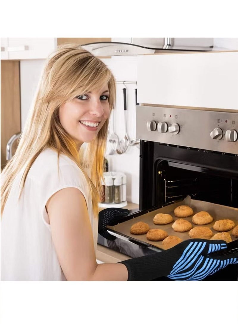 1 Pair BBQ Grilling Gloves Oven Gloves 932°F Extreme Heat Resistant Grill Gloves Food Grade Kitchen Oven Mitts Non-Slip Cooking Hot Gloves for Barbecue, Cooking, Cutting, Baking, Welding  - Image 2