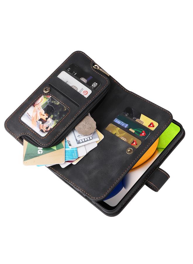 اس-توب جراب لهاتف Samsung Galaxy A03 إصدار الاتحاد الأوروبي متعدد الوظائف بفتحة للبطاقات وسحاب ومحفظة جلدية لهاتف - Image 5