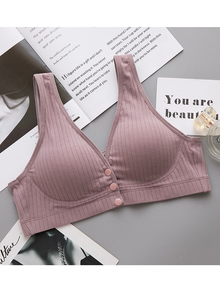 Comfy Thin Cup Front Button Nursing Bra Pregnancy Underwear Dark Purple