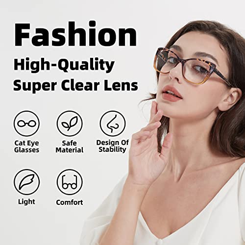 Autojouls 3-Pack Reading Glasses for Women，Oprah Style Frame Spring Hinge Clear Lens Readers Glasses, Black BlackPink Transparent 2.0 x - Image 4