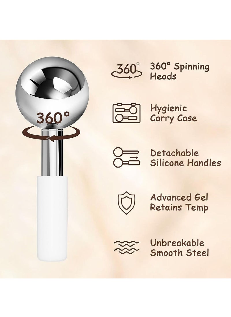 General - 360 Rotating Ice Globes for Face, Unbreakable Stainless Steel Cryo Globes with Carry Case, Ideal Skincare Cryo Sticks, Ice Roller Ball for Face & Eyes Puffiness Relief - Image 1