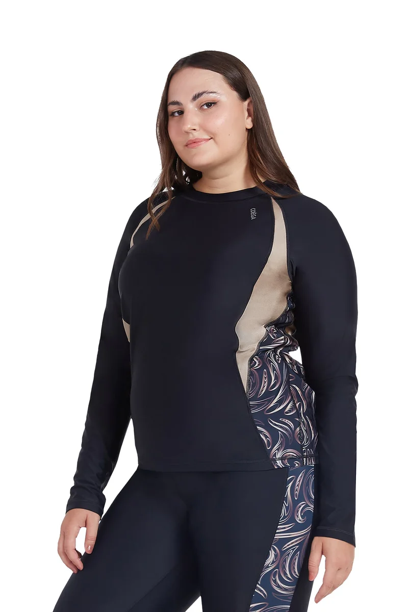 COEGA SUNWEAR COEGA Ladies  Rashguard Long Sleeve - Nero Golden Swirls