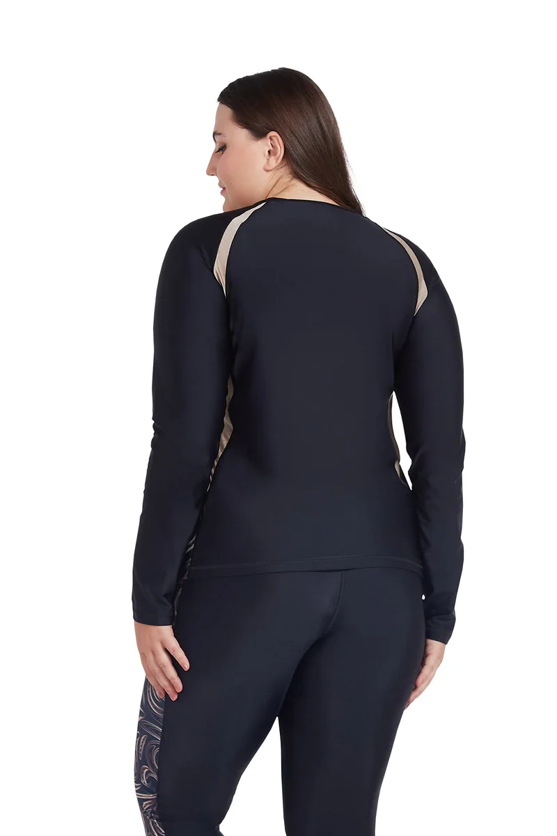 COEGA SUNWEAR COEGA Ladies  Rashguard Long Sleeve - Nero Golden Swirls