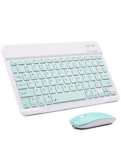 Ultra-Slim Bluetooth Keyboard and Mouse Combo Rechargeable Portable Wireless Keyboard Mouse Set for Apple iPad iPhone iOS 13 and Above Samsung Tablet Phone Smartphone Android Windows (Green)
