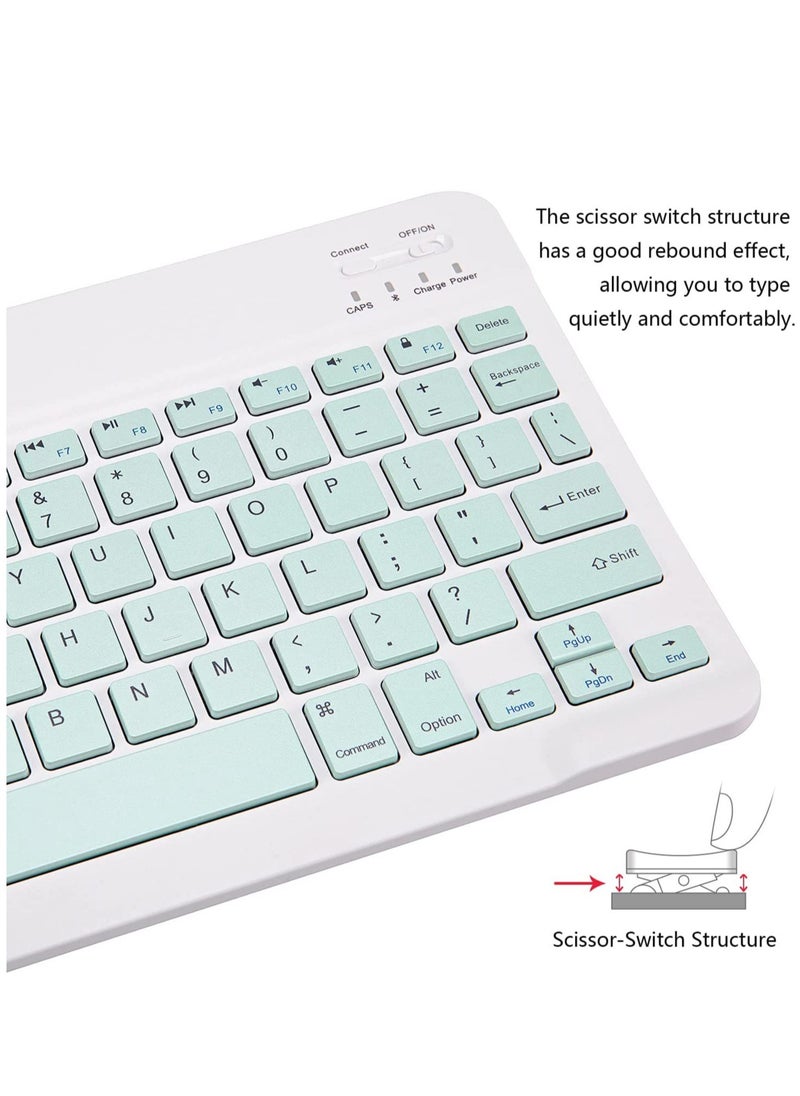ELTRAZONE - Ultra-Slim Bluetooth Keyboard and Mouse Combo Rechargeable Portable Wireless Keyboard Mouse Set for Apple iPad iPhone iOS 13 and Above Samsung Tablet Phone Smartphone Android Windows (Green) - Image 1
