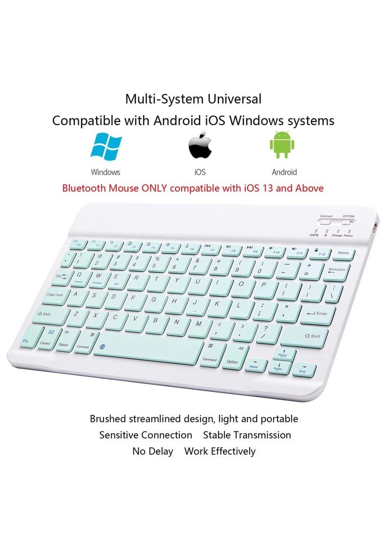 ELTRAZONE - Ultra-Slim Bluetooth Keyboard and Mouse Combo Rechargeable Portable Wireless Keyboard Mouse Set for Apple iPad iPhone iOS 13 and Above Samsung Tablet Phone Smartphone Android Windows (Green) - Image 1