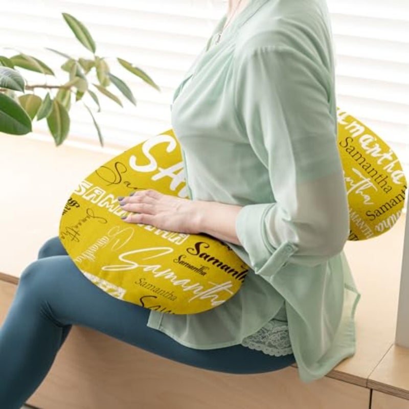غطاء وسادة للرضاعة باسم مخصص، تصميم اسم متعدد الخطوط، حجم قياسي للتمريض، غطاء وسادة للرضاعة الطبيعية فائق النعومة هدية محايدة للأطفال الصغار باللون الأصفر 23 بوصة × 19 بوصة - Image 4