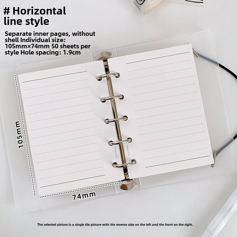 Generic Domestic Kumamoto Paper M5 A8 Grid Line Planner Refill 5-Hole Pages Horizontal line 74*105mm (perforated) 