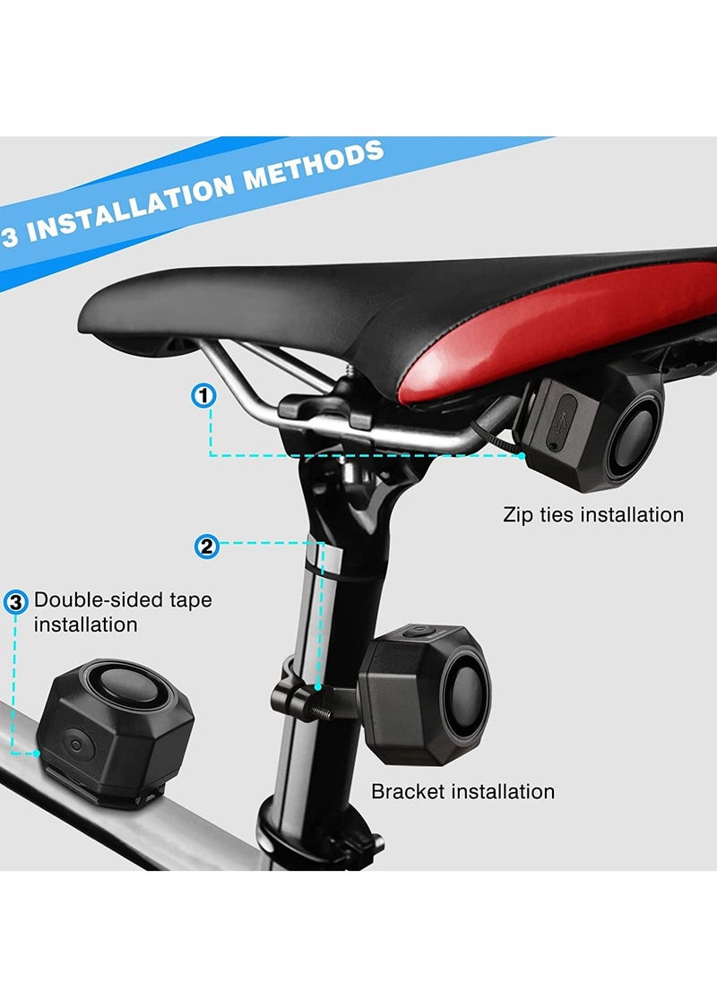 Excefore - USB Rechargeable Bike Alarm with Remote, 110dB Loud Wireless Anti Theft Vibration Motion Sensor Vehicle Security Alarm System Waterproof Bicycle Trailer Motorcycle Alarm - Image 1