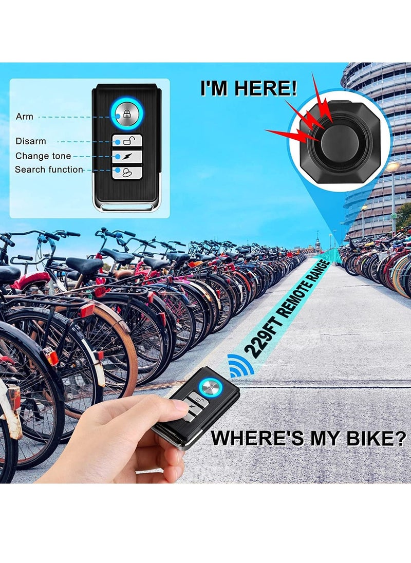 Excefore - USB Rechargeable Bike Alarm with Remote, 110dB Loud Wireless Anti Theft Vibration Motion Sensor Vehicle Security Alarm System Waterproof Bicycle Trailer Motorcycle Alarm - Image 1