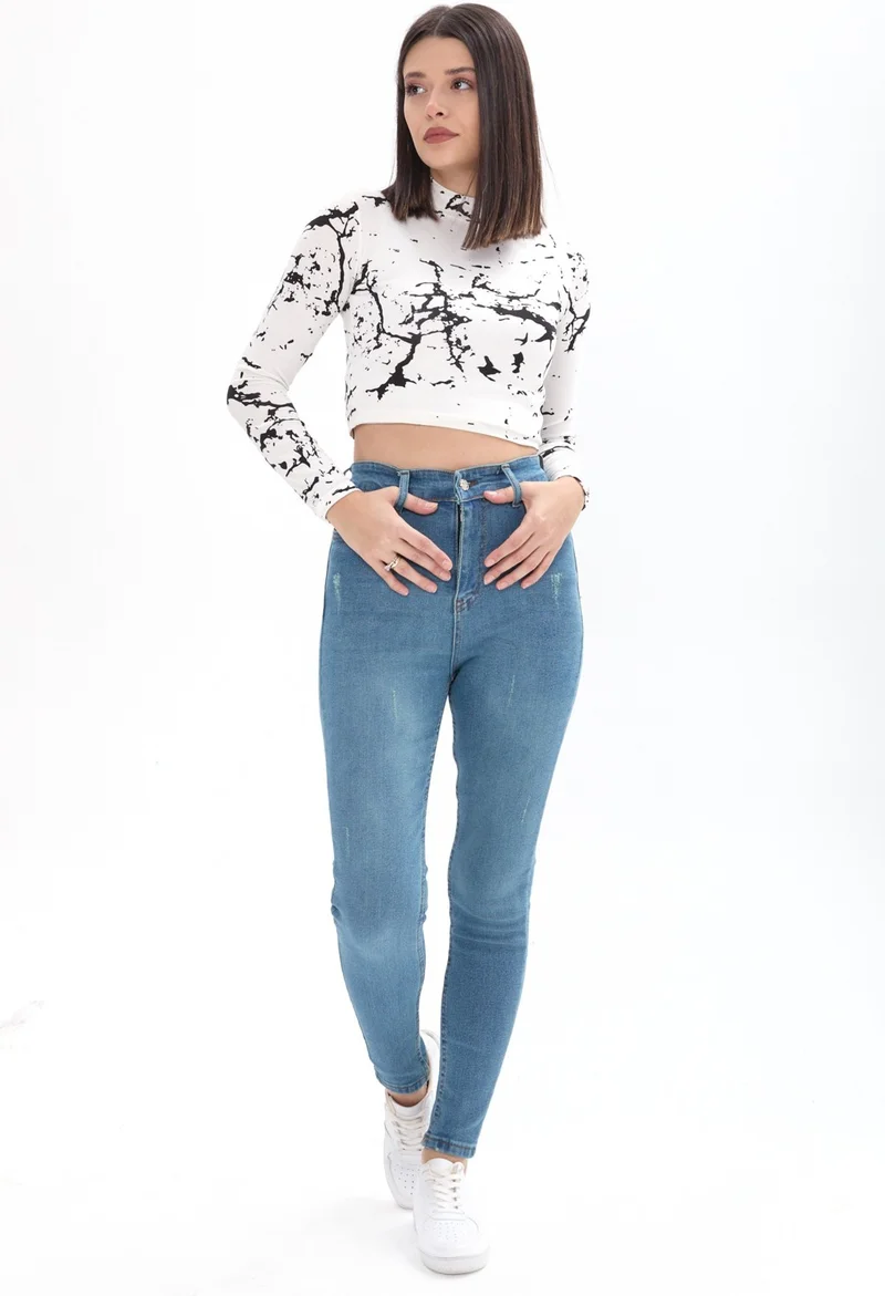 Tofisa 23658-GREEN-TINT-WASH Skinny Lycra Jeans