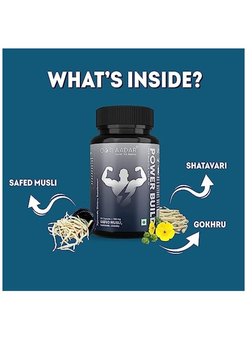 AADAR - Power Build Ayurvedic Muscle Gain 30 Capsules - Image 1