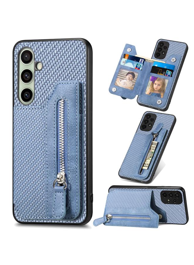 اس-توب جراب لهاتف Samsung Galaxy A36 من ألياف الكربون مع محفظة بسحاب أفقية - Image 1