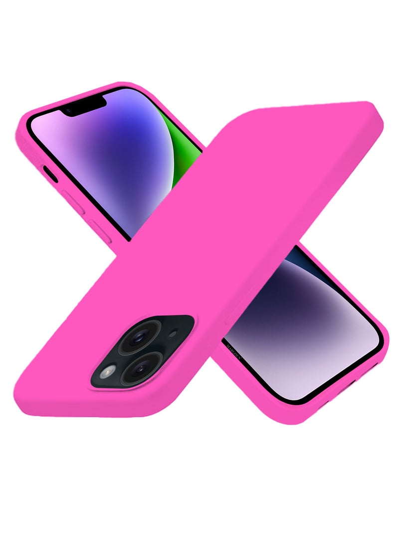 CATANES Silicone Case Cover for Apple iPhone 14 Plus, Slim Protective Cover with Microfiber Lining, Drop Protection - Hot Pink - Image 1
