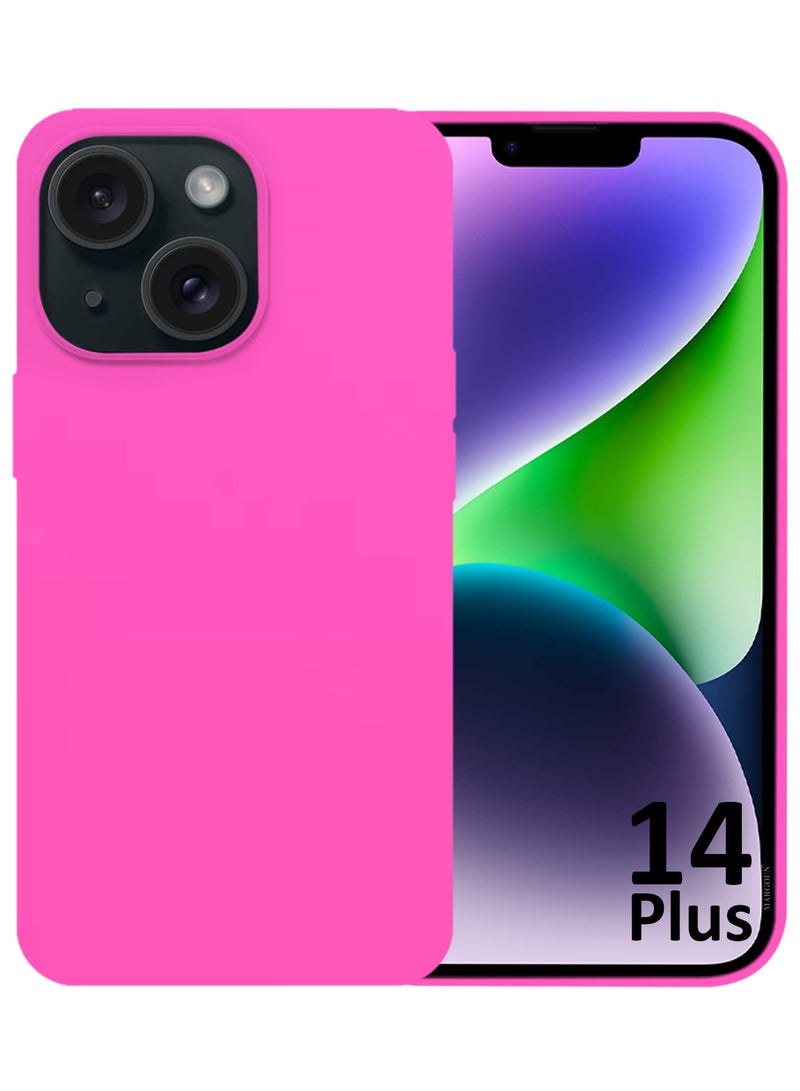 CATANES Silicone Case Cover for Apple iPhone 14 Plus, Slim Protective Cover with Microfiber Lining, Drop Protection - Hot Pink - Image 2