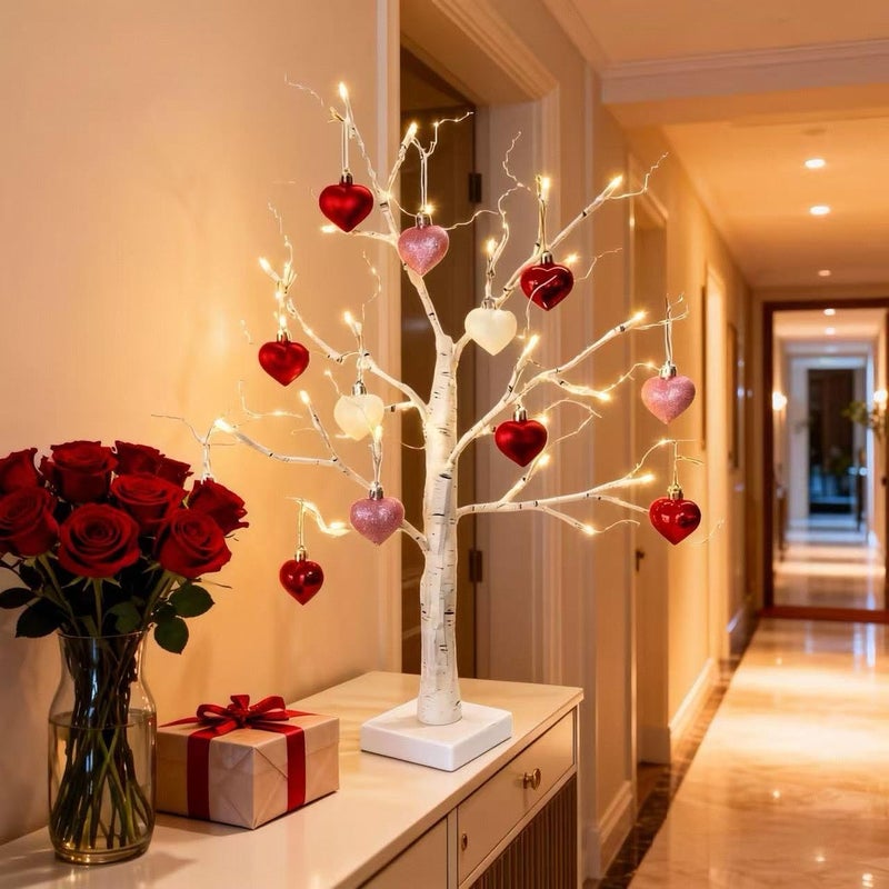 HipTree Valentines Day Christmas Tree Ornaments Decorations,12ct 1.57 Inch Pink Red White Heart Shaped Ornaments Set for Tree,Mini Baubles for Valentine's Day, Christmas, Wedding & Anniversary Party - Image 5