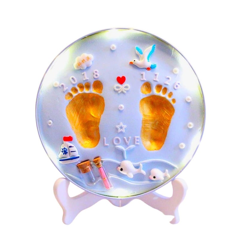Baby Girl's And Baby Boy's Clay Handprint And Footprint Keepsake Souvenir Kit (Blue, Light)), 1 Count