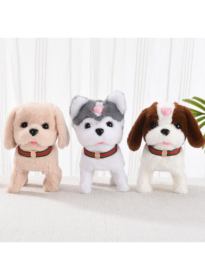 Plush Electric Puppy Simulation Toy Dog Can Walk And Bark With Music And Light Simulation Electronic Pet Dog-Color:[Simulation Sounds, Music And Lighting] Wangwang Husky (Brown)  - Image 5