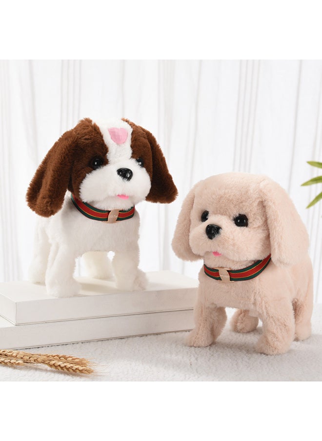 Plush Electric Puppy Simulation Toy Dog Can Walk And Bark With Music And Light Simulation Electronic Pet Dog-Color:[Simulation Sounds, Music And Lighting] Wangwang Husky (Brown)  - Image 4