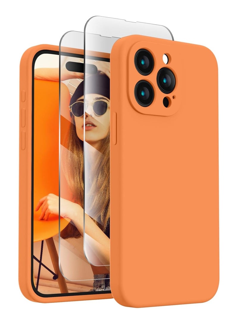 ELTRAZONE Designed for iPhone 15 Pro Max Case, Silicone Upgraded [Camera Protection] for iPhone 15 ProMax Case with [2 Screen Protectors], Anti-Scratch Microfiber Lining, 6.7 inch, Kumquat - Image 1