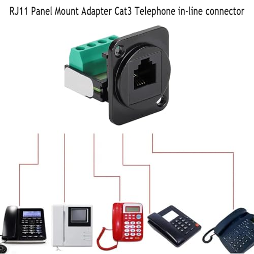 PENGLIN 2PCS RJ11 6P4C Panel Mount Connector, Solderless RJ11 CAT3 Female Screw Terminal Adapter, D-Type Keystone Telephone Jack with Screws - Image 3