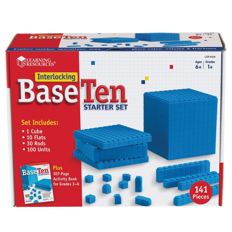 Learning Resources Interlocking Base Ten Starter Set, Early Math, Counting, Connecting Blocks, 141 Piece Set, Ages 6+ - Image 1