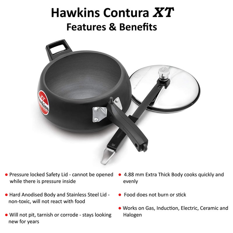 Hawkins Pressure Cooker Contura Hard Anodized Extra Thick Base for Induction, 3.5 L (Black) - Image 3