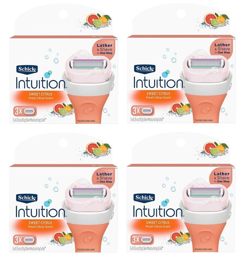 شيف Intuition رغوة الحلاقة في خطوة واحدة حلاقة نسائية برؤوس شفرات 3 عبوة من 4 12 خرطوشة